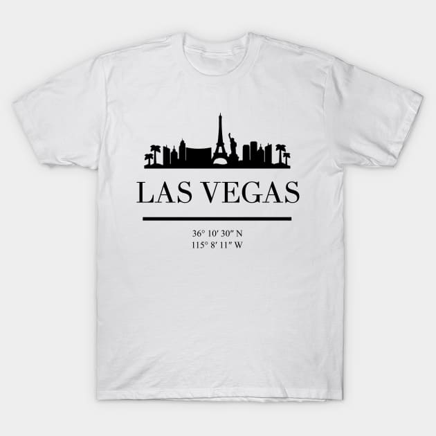 LAS VEGAS NEVADA BLACK SILHOUETTE SKYLINE ART T-Shirt by deificusArt